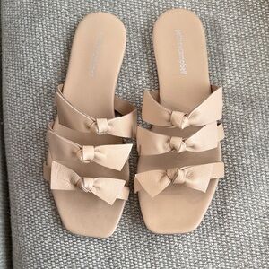 Jeffrey Campbell Atone Natural Beige Triple Bow Sandals